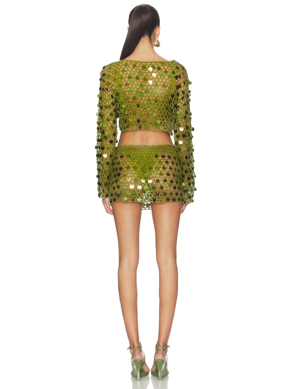 Superdown Coralie Skirt Set in Moss Green top and mini skirt - Picture 2 of 7